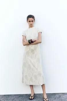Текстурированное платье ZARA, цвет Ecru/Beige