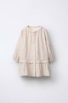 Текстурированное струящееся платье ZARA, экрю