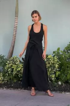 Текстурированное струящееся платье ZARA, черный