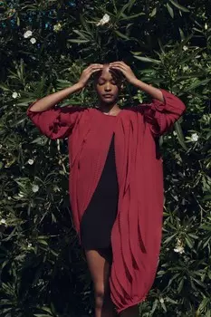 Текстурированное волнистое пальто ZARA, бордовый