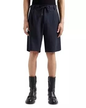 Текстурированные бермуды с плиссировкой Regular Fit Emporio Armani, синий