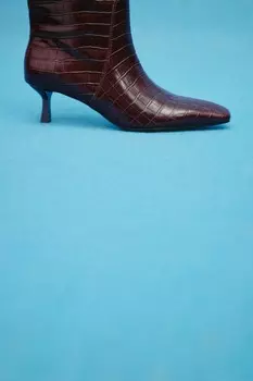Текстурированные ботинки на каблуке-каблуке ZARA, бордово-красный