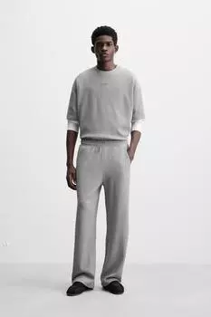 Текстурированные брюки для бега трусцой ZARA, цвет Blue grey