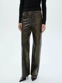 Текстурированные брюки kimmy из змеиной кожи Mango, светло-бежевый