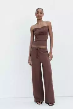 Текстурированные брюки прямого кроя ZARA, коричневый
