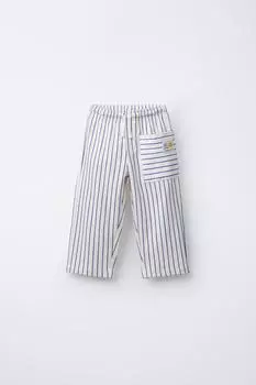 Текстурированные брюки в полоску ZARA, синий