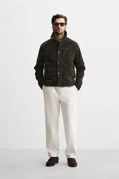 Текстурированные брюки ZARA, экрю