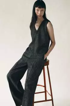 Текстурированные брюки ZARA, черный