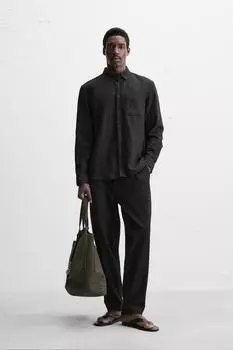 Текстурированные брюки ZARA, черный