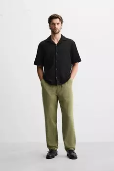 Текстурированные брюки ZARA, цвет Moss green