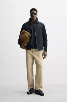 Текстурированные брюки ZARA, песочный