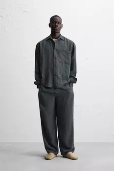 Текстурированные брюки ZARA, серый