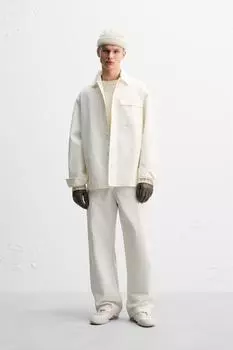 Текстурированные брюки ZARA, устрично-белый