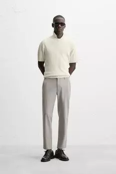 Текстурированные комфортные брюки ZARA, бежевый