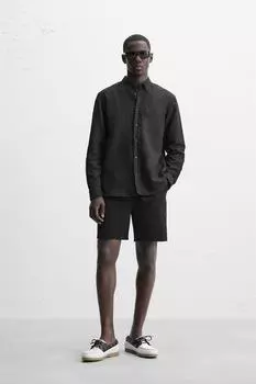 Текстурированные комфортные шорты-бермуды ZARA, черный