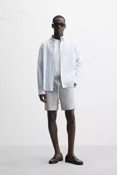 Текстурированные комфортные шорты-бермуды ZARA, серый