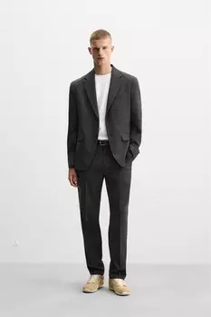 Текстурированные костюмные брюки ZARA, антрацитово-серый