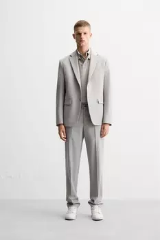 Текстурированные костюмные брюки ZARA, камень