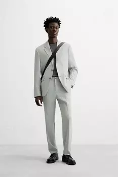 Текстурированные костюмные брюки ZARA, жемчужно-серый