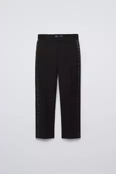Текстурированные облегающие брюки-костюмы ZARA, черный