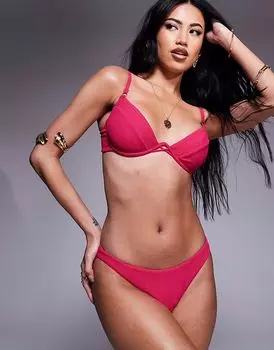 Текстурированные плавки бикини Boux Avenue Ibiza ярко-розового цвета