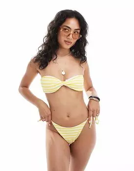 Текстурированные плавки бикини Miss Selfridge с завязками по бокам желтого цвета
