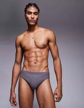 Текстурированные плавки-шорты ASOS DESIGN угольного цвета