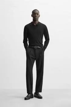Текстурированные плиссированные брюки ZARA, черный