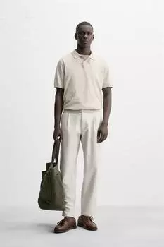 Текстурированные плиссированные брюки ZARA, серый