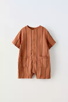Текстурированные полосатые комбинезоны ZARA, цвет brick