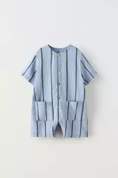 Текстурированные полосатые комбинезоны ZARA, синий