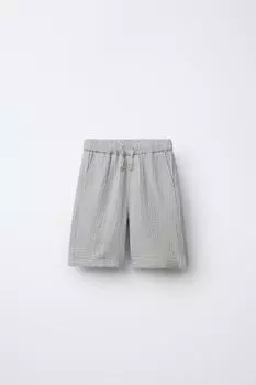 Текстурированные простые шорты-бермуды ZARA, цвет Pearl grey
