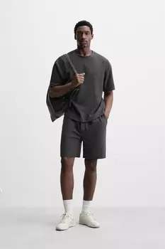 Текстурированные шорты-бермуды для спортивного джоггера ZARA, темно-серый