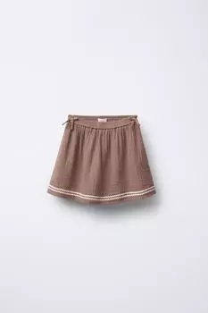 Текстурированные шорты-бермуды с бантиками ZARA, цвет Light brown