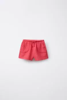 Текстурированные шорты-бермуды ZARA, красный