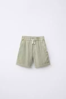 Текстурированные шорты-бермуды ZARA, светло-зеленый