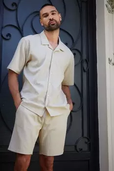 Текстурированные шорты с эластичной талией Threadbare, экрю