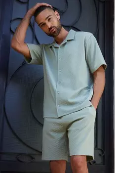 Текстурированные шорты с эластичной талией Threadbare, зеленый