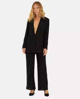 Текстурированные струящиеся женские широкие брюки Alma en Pena, черный