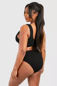 Текстурированные трусики бикини с высокой талией Plus boohoo, черный