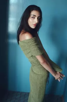 Текстурированный асимметричный топ ZARA, зеленый