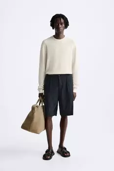 Текстурированный базовый свитер ZARA, экрю