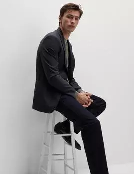 Текстурированный блейзер Marks & Spencer, темно-синий