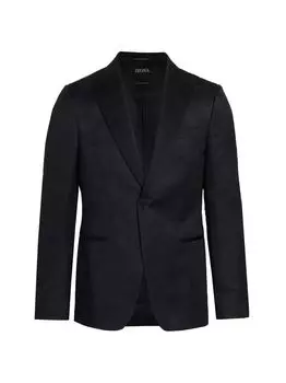 Текстурированный блейзер с заостренными лацканами ZEGNA, черный