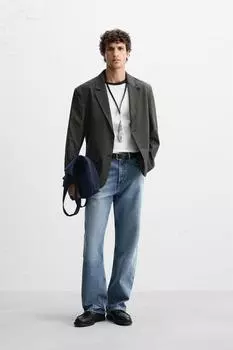 Текстурированный блейзер ZARA, цвет Greenish