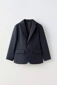 Текстурированный блейзер ZARA, темно-синий