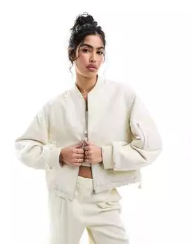 Текстурированный бомбер цвета камня ASOS DESIGN