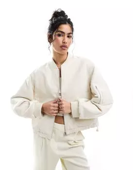 Текстурированный бомбер цвета камня ASOS DESIGN