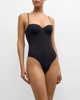 Текстурированный цельный купальник-балконет Helena Onia, цвет Black