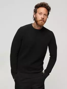 Текстурированный джемпер круглой вязки Superdry, ворон черный хизер